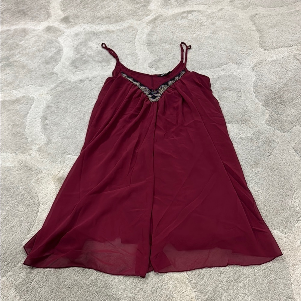 Express Red Spaghetti Strap Babydoll Mini Dress